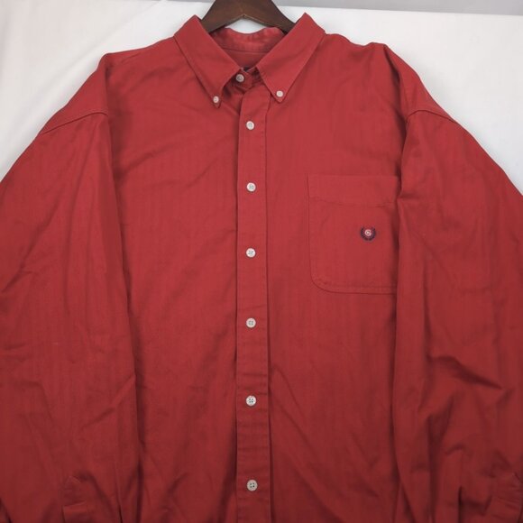 Vintage Ralph Lauren x Chaps Men's Red Long Sleeve Button Up Shirt Monogram, XXL - Picture 3 of 8